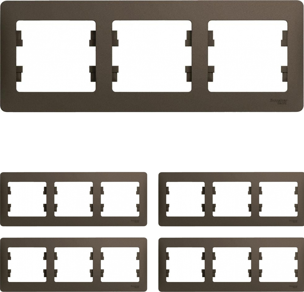 Рамка Schneider Electric Glossa трехместная горизонтальная шоколад (комплект из 4 шт.)  #1