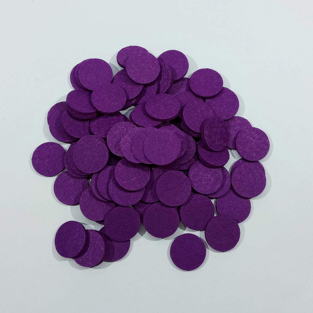Фетровые кружочки (пяточки) 30 мм, толщина 0,7-1 мм, цвет № 28 фиолетовый, 240 штук  #1