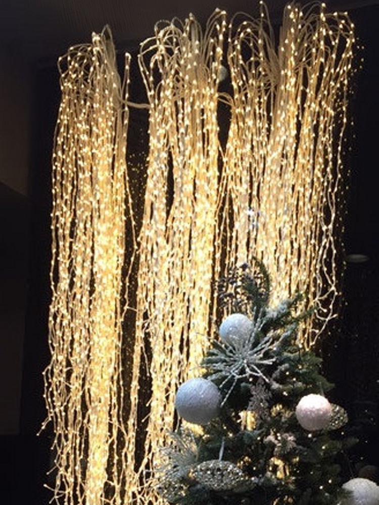 Гирлянда Нить "Роса" (Конский хвост), 2м, 1000 золотых LED, IP44/Новогодняя гирлянда  #1