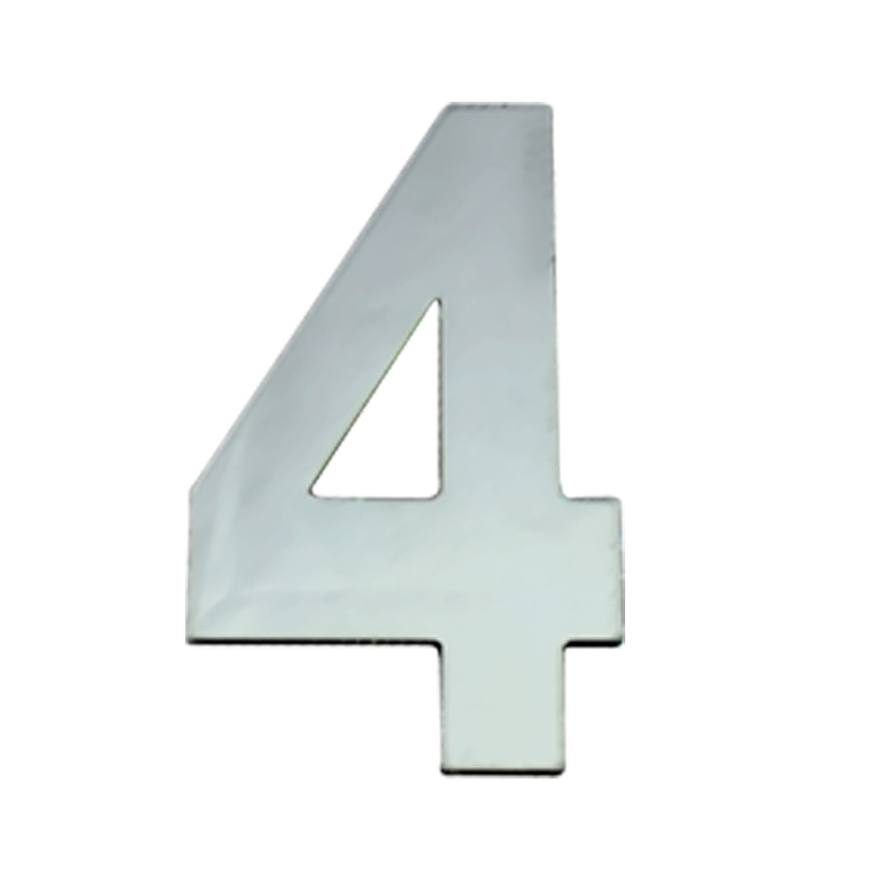 Номер дверной "4" металл, клеевая основа CP (хром) MARLOK #1
