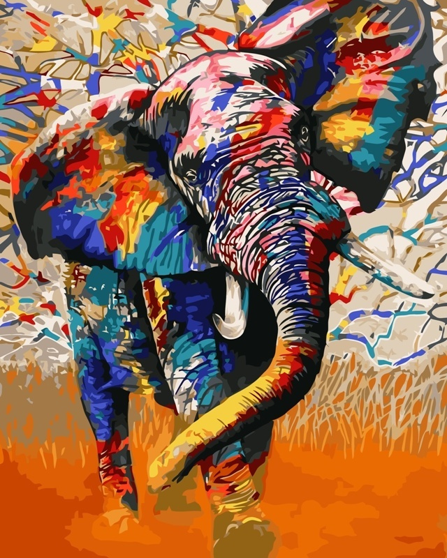 Картина по номерам на холсте с подрамником. 40x50: Colibri - животные. Яркий радостный слон Уцененный #1