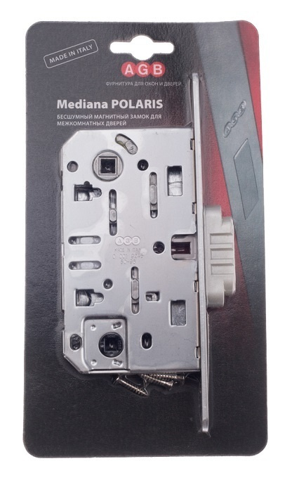 B06102.50.34.567 Замок межкомнатный (BOX) WC AGB MEDIANA POLARIS (мат. хром) + отв. планка  #1