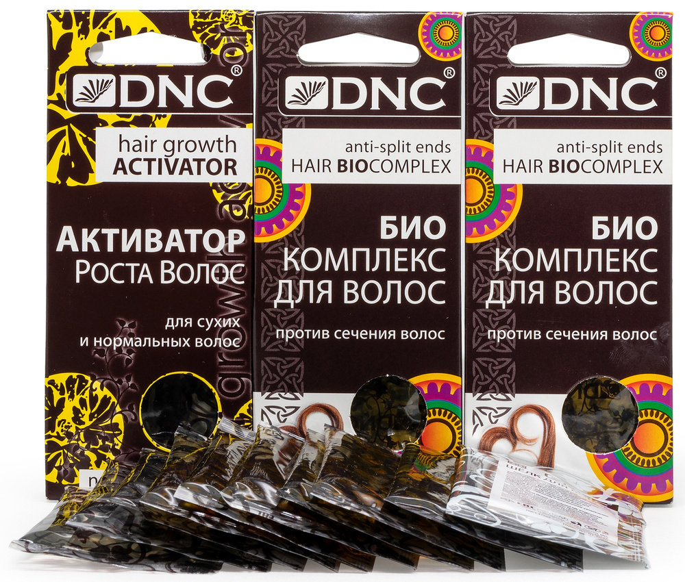 DNC набор: Биоактивный комплекс против сечения волос (3 по 15 мл) 2 шт, Активатор роста Для сухих и нормальных #1