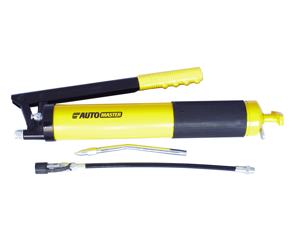 Профессиональный шприц рычажно-плунжерный для смазок 600 мл, 2 клапана (желтый) AUTOMASTER AMS-408K  #1