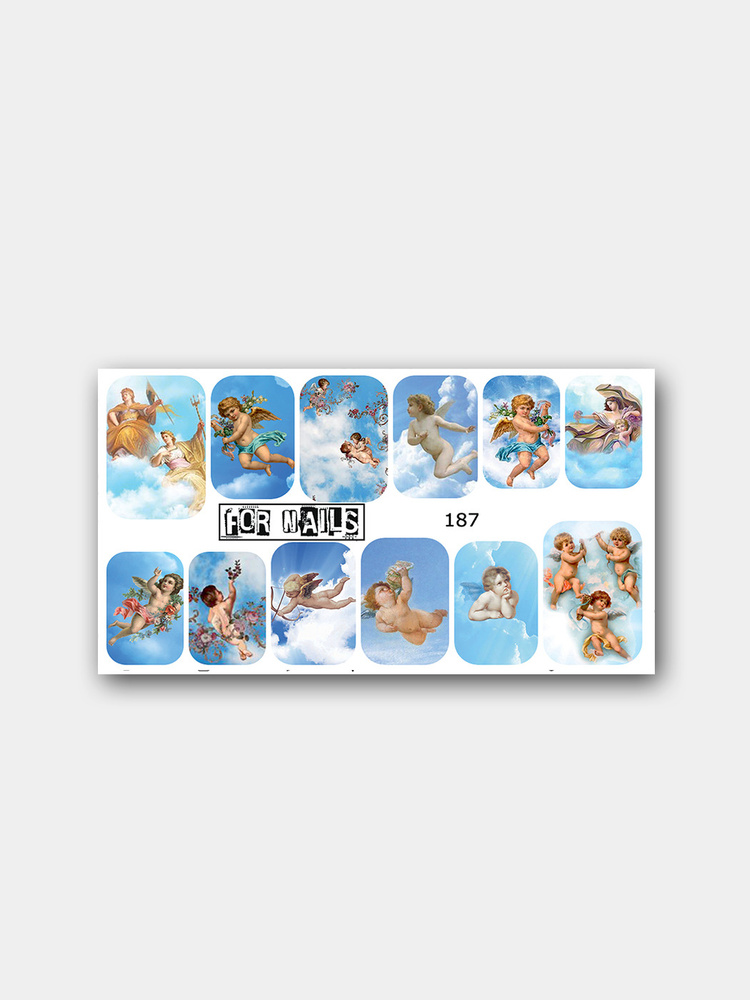 Слайдер (водные наклейки) для дизайна ногтей 187 Картина Ангел Искусство Облака  #1