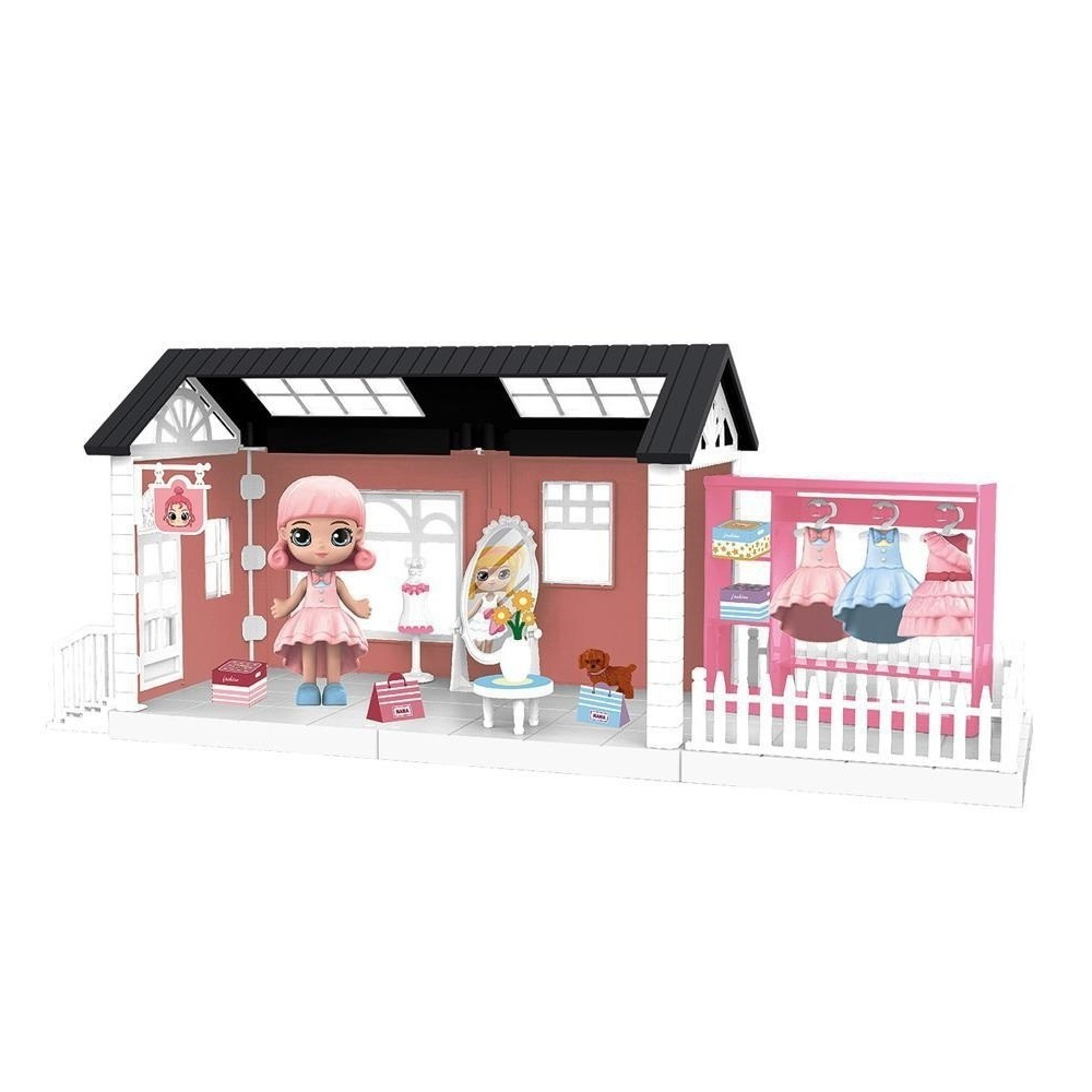 Кукольный домик для девочек Junfa (Собери сам), 3 секции, Мини-кукла в гардеробной комнате, с аксессуарами #1