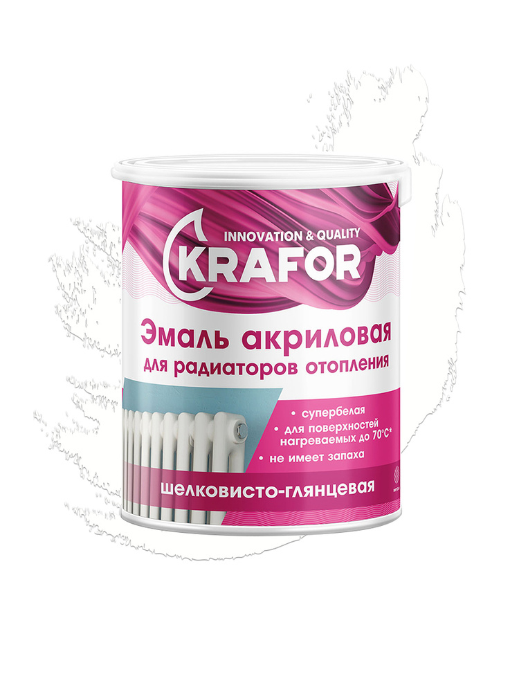 Krafor Эмаль, Акриловая, Полуглянцевое покрытие, 3 л, 3 кг, белый  #1