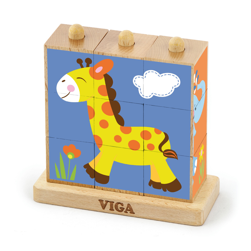 Развивающие игрушки из дерева Viga Toys Пирамидки-кубики 'Дикие животные' 50834  #1