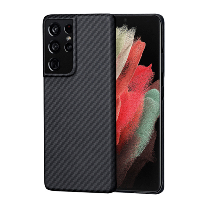 Кевларовый чехол без ободка DiXiS Carbon Case для Samsung S21 Ultra (BS21U-CMB) матовый черный  #1