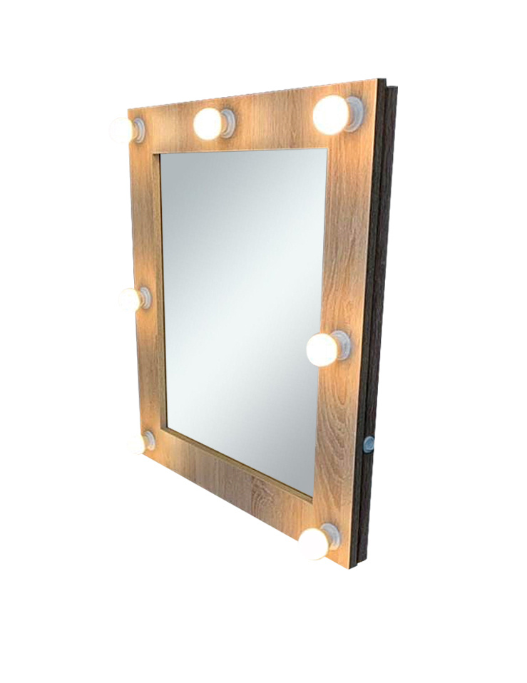 Гримерное зеркало с лампочками (зеркало с подсветкой) 70х60 см Цвет Дуб Сонома светлый  #1