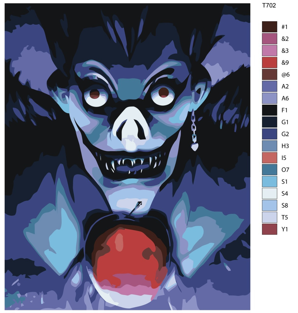 Картина по номерам T702 "Рюк-Смерть. Тетрадь смерти" 40х50 #1