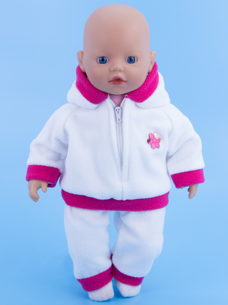 Одежда для кукол Модница Костюм из флиса для пупса Беби Бон (Baby Born) 32-35 см белый  #1
