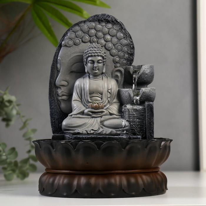 Фонтан настольный от сети, подсветка "Будда" серый мрамор 30х20,5х20,5 см  #1