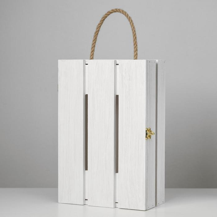 Подарочный ящик 30x20x10 см деревянный с откидной крышкой, с замком, ручка, белый  #1
