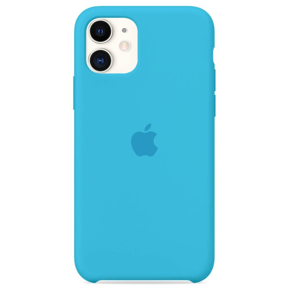 Силиконовый чехол для смартфона Silicone Case на iPhone 11 / Айфон 11 с логотипом, голубой  #1