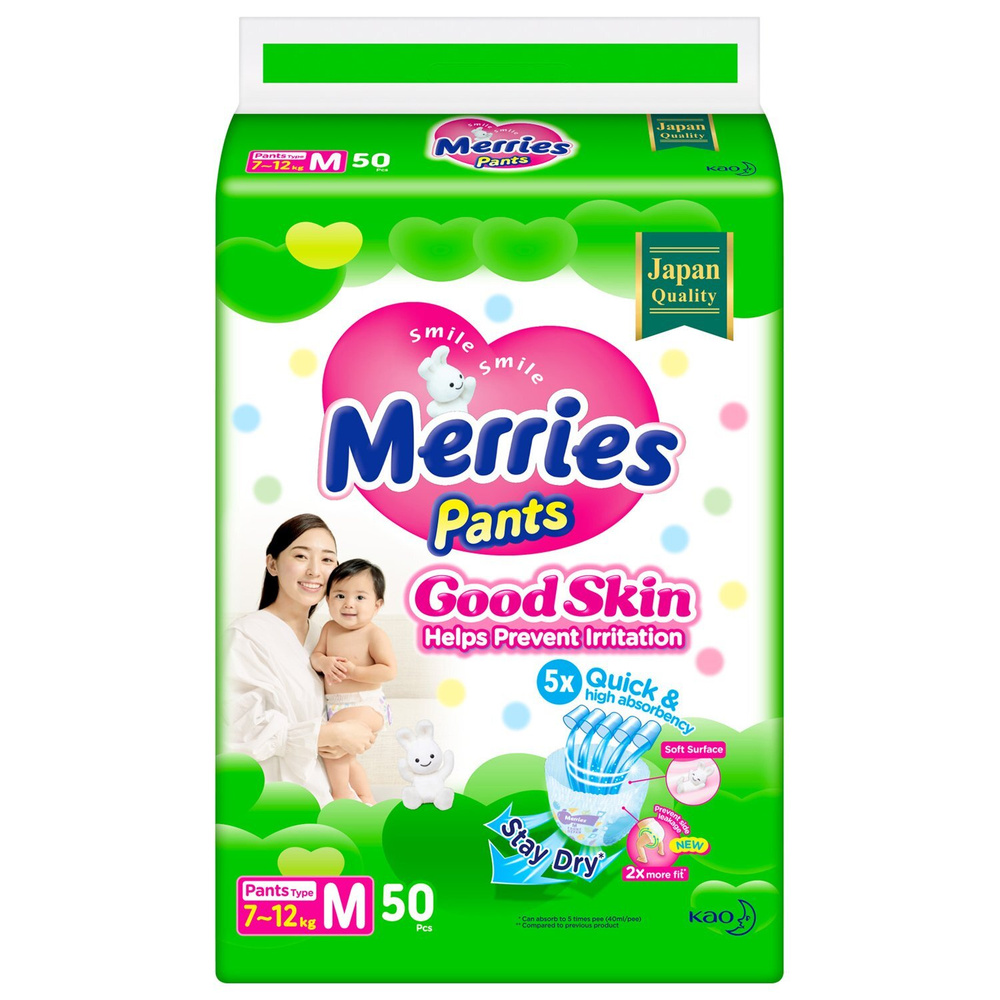 Трусики Merries Good Skin M, 7-12кг, 50шт #1