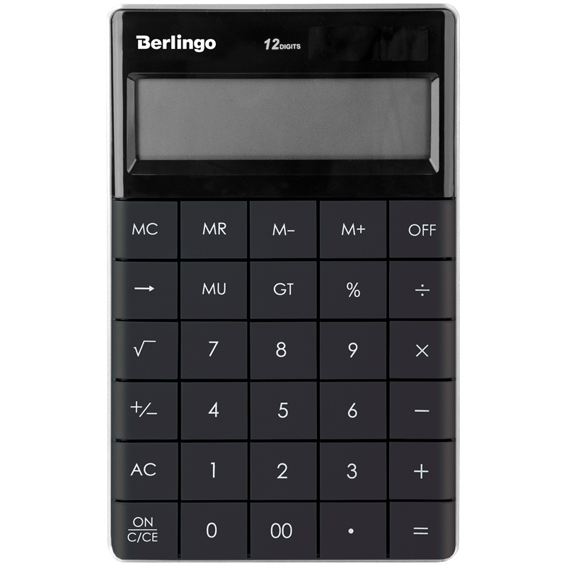 Калькулятор настольный Berlingo "PowerTX", 12 разр., двойное питание, 165*105*13мм, антрацит  #1