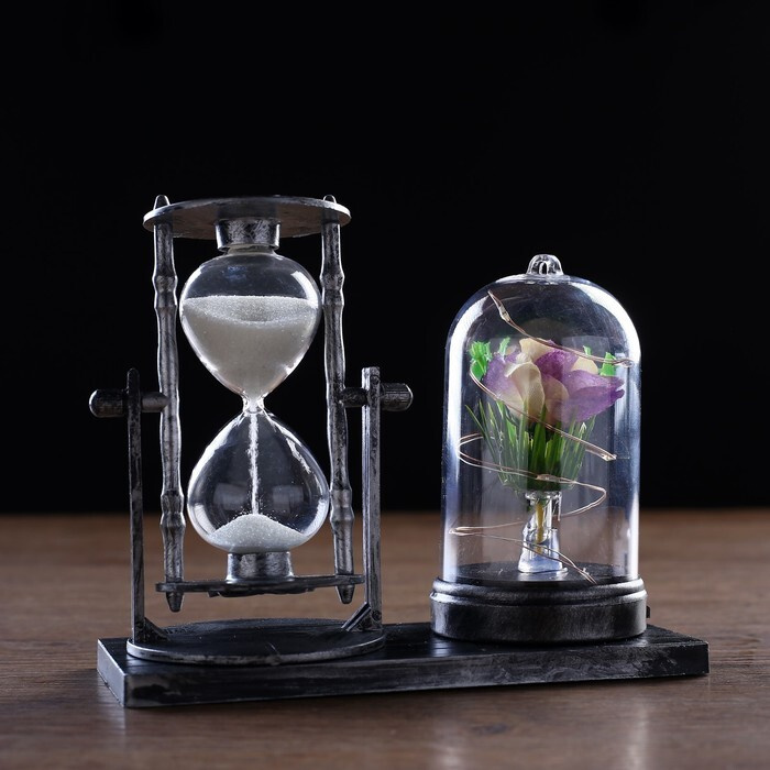Часы песочные "Роза", с подсветкой, 15х9х14 см #1