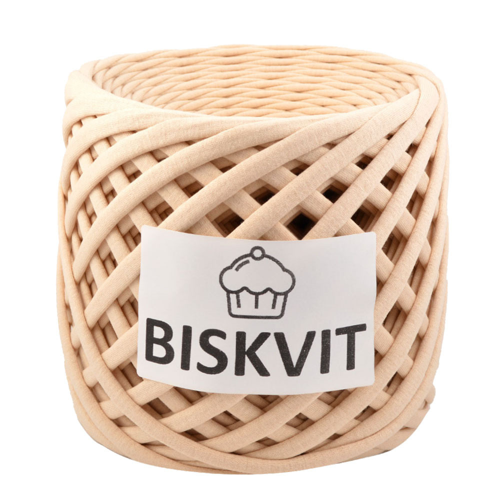 Трикотажная пряжа Biskvit (Бисквит), 100 м, лицевая, 7 мм, цвет Ваниль  #1