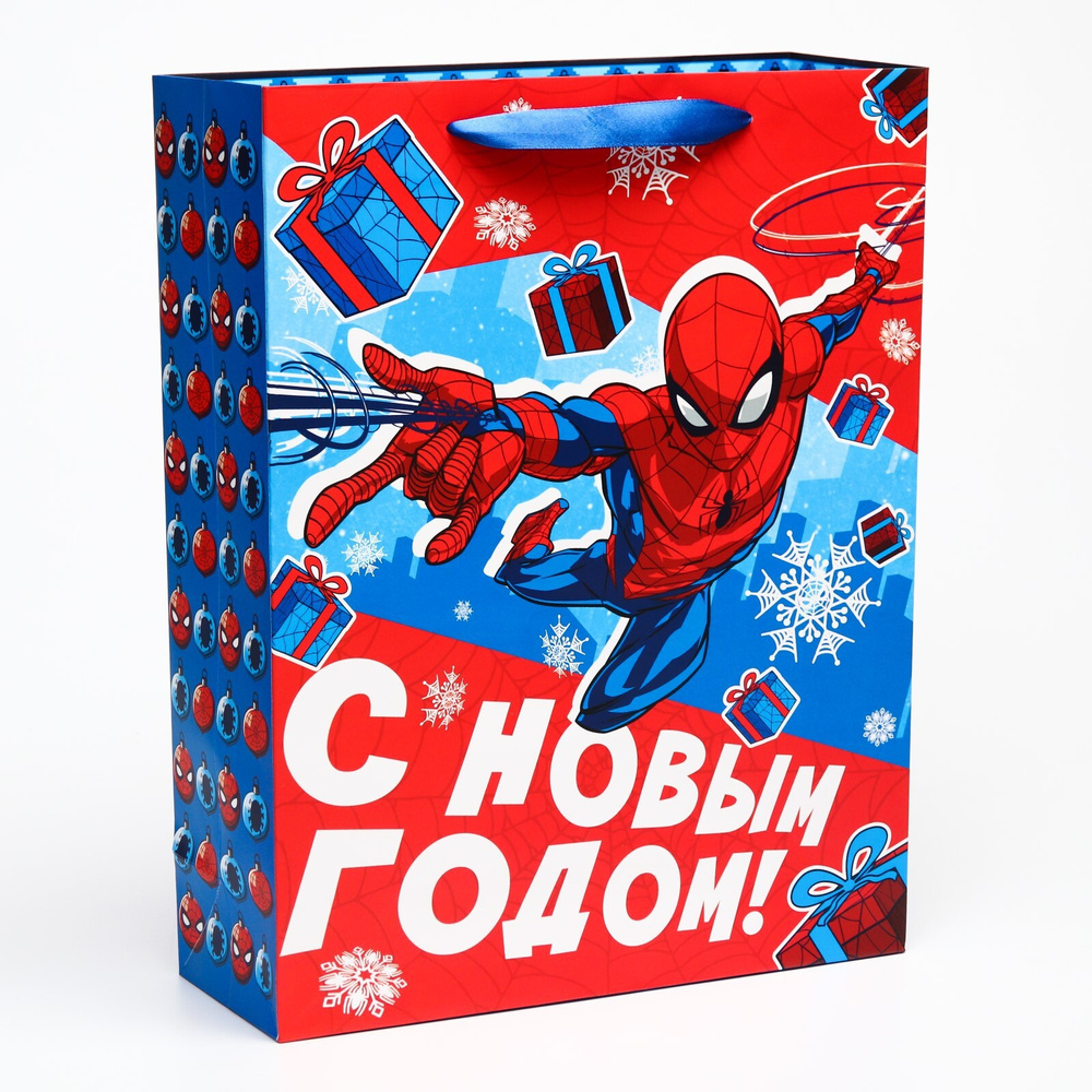 Подарочный пакет Marvel Человек-паук "С новым годом!" размер 31 х 40 х 11,5 см  #1