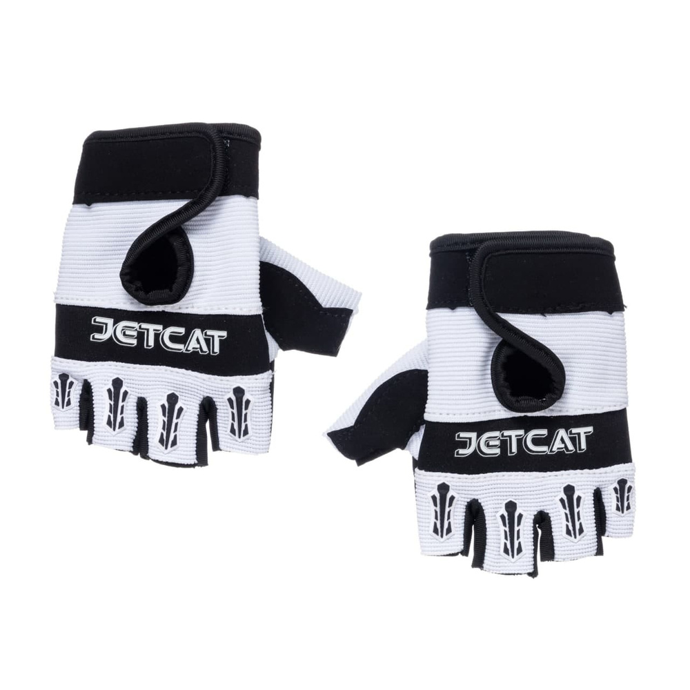Велоперчатки JETCAT детские защитные (без пальцев) - PRO - Белые М перчатки  #1