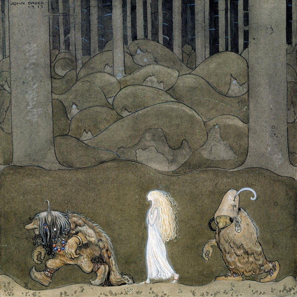 плакат, постер Принцесса и тролли Джон Бауэр/The Princess and the Trolls John Bauer на бумаге, размер #1