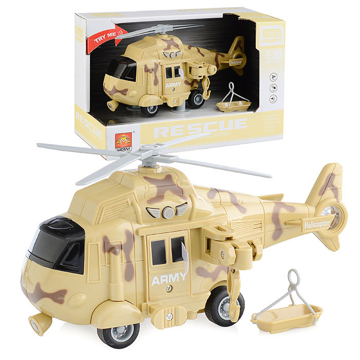 Вертолет "Армия спасатель " 1:20 (свет, звук) в коробке (камуфляж)  #1