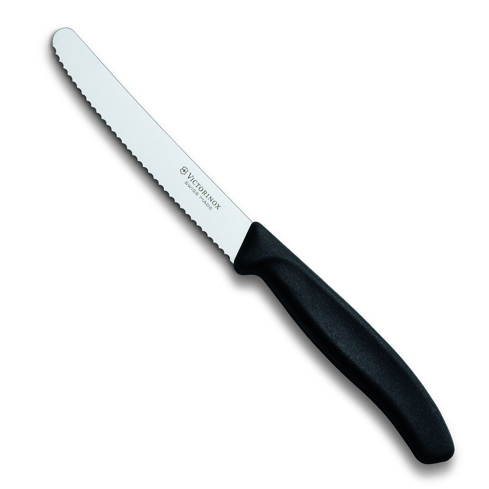Нож Victorinox для томатов и сосисок, лезвие 11 см волнистое, черный 6.7833  #1
