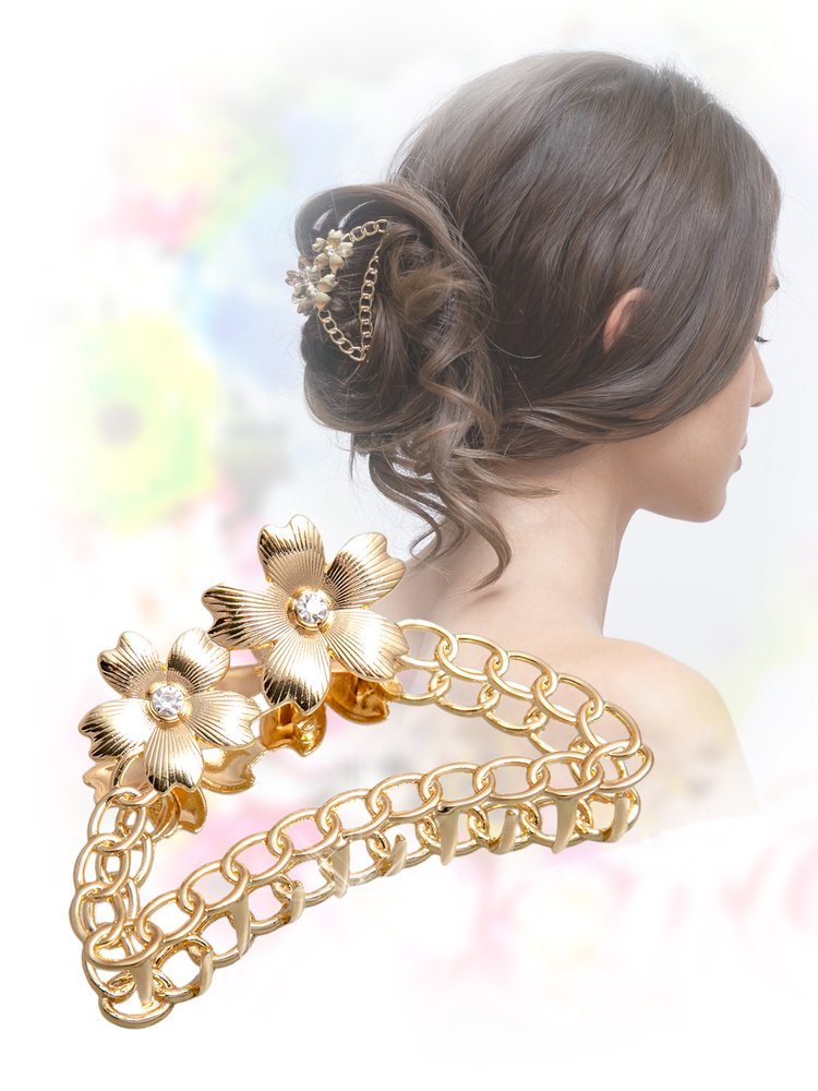 Крабик для волос женский Kameo-bis H007076 металлический со стразами  #1