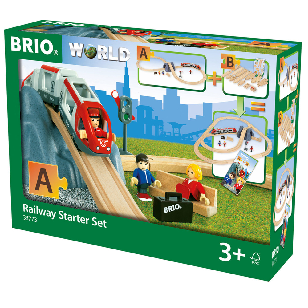 BRIO железная дорога деревянная, поезд детский на рельсах - паровозик на магнитах, игрушки для малышей, #1