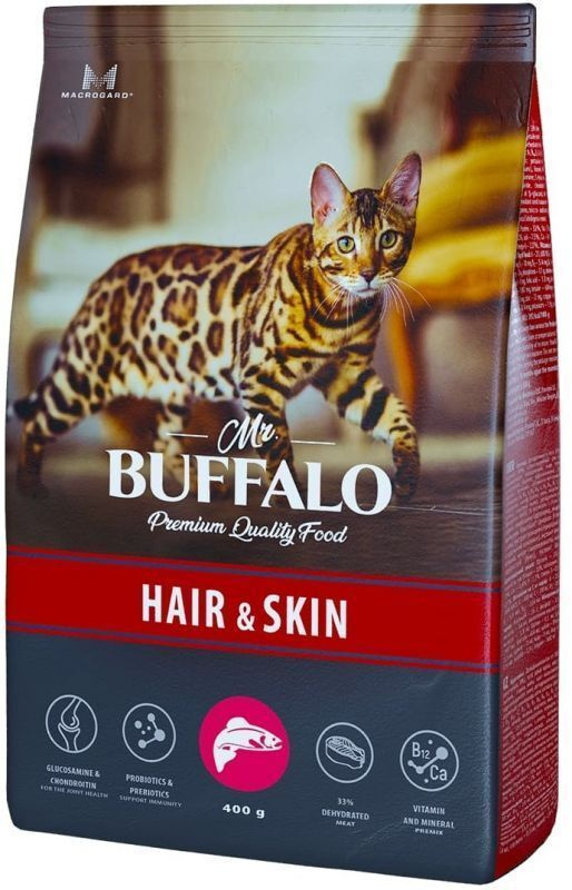 Сухой корм Мистер Баффало (Mr.Buffalo) Adult Hair & skin с лососем для красивой кожи и шерсти у кошек #1