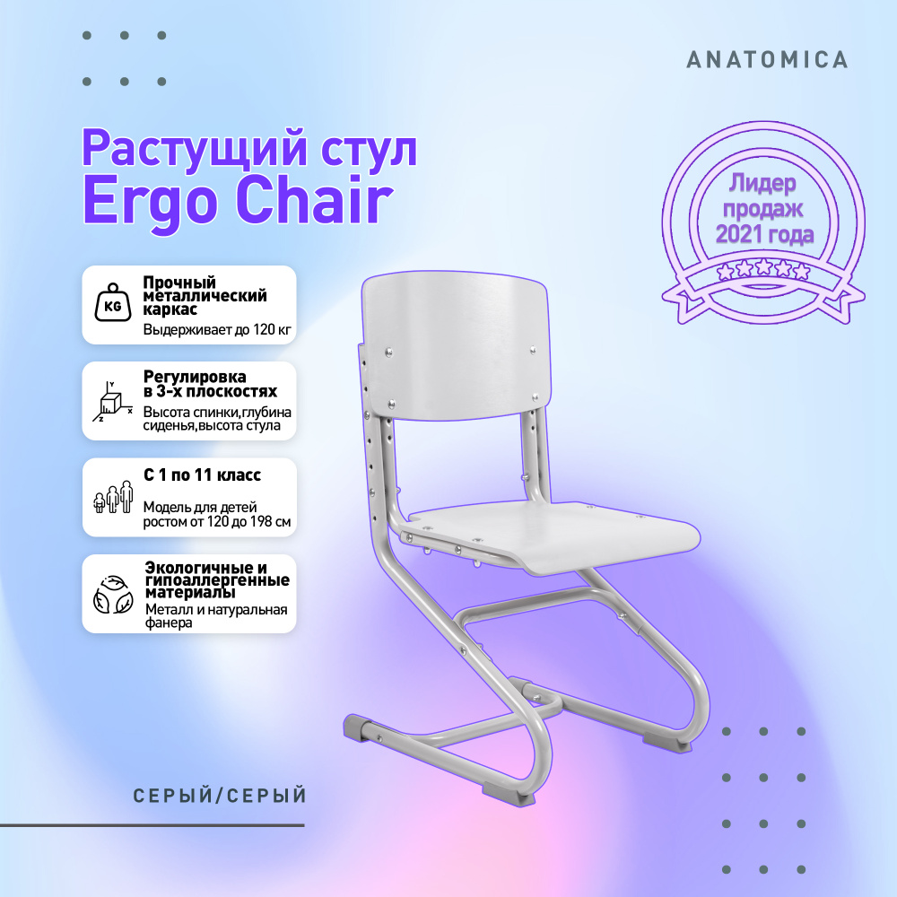 Растущий cтул Anatomica Ergo Chair серый/серый #1