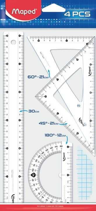 Набор чертежный MAPED START макси: линейка 30см, угольники 21см, транспортир 12см  #1