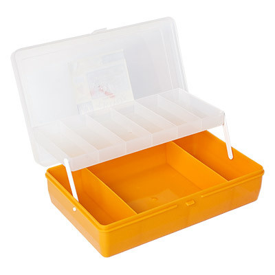 Коробка для рукоделия,органайзер для мелочей "Тривол" №4,пластик 23.5x15x6.5 см, желтый  #1