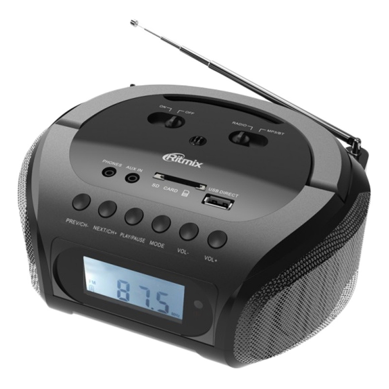 Магнитола Ritmix RBB-020BT black/черный, пластик, стерео, 6 Вт, ЖК-дисплей, Bluetooth, MP3, FM-радио #1