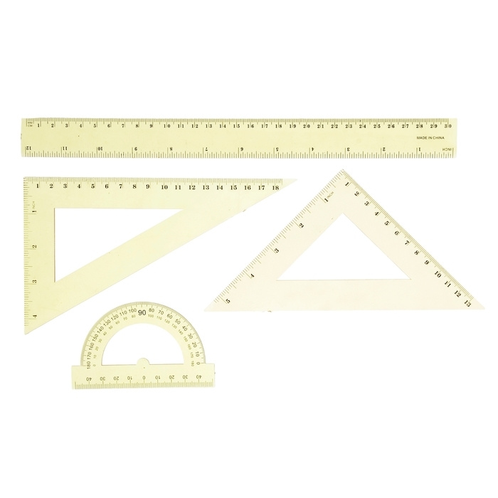 Набор геометрический: линейка 30 см, 2 угольника, транспортир, тонированный  #1