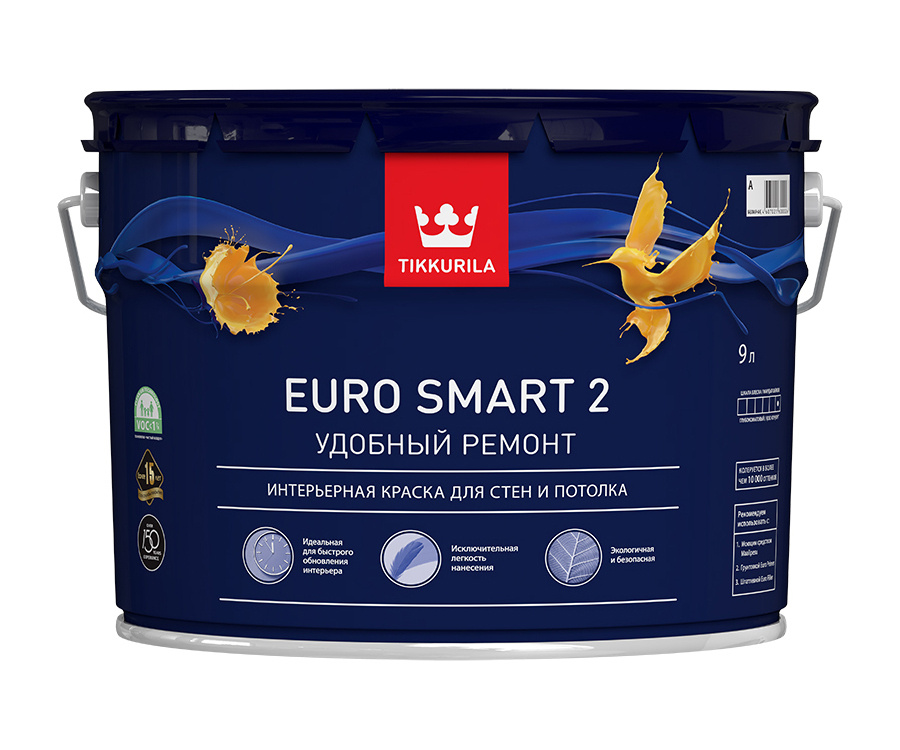 Tikkurila EURO Smart-2 / Тиккурила Евро смарт 2 9 литров белая #1