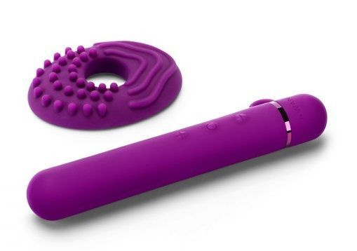 Фиолетовый мини-вибратор Le Wand Baton с текстурированной насадкой - 11,9 см.  #1