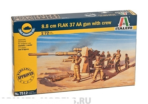 Сборная модель Italeri 7512ИТ Пушка 8 8 CM FLAK 37АА Масштаб 1/72 #1