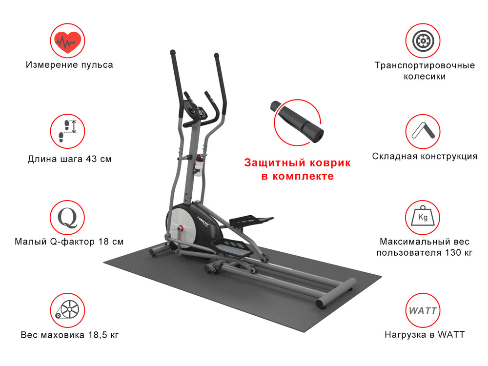 Эллиптический тренажер UNIXFIT SL-430E, электромагнитный, для дома, эллипсоид, от 130 кг  #1