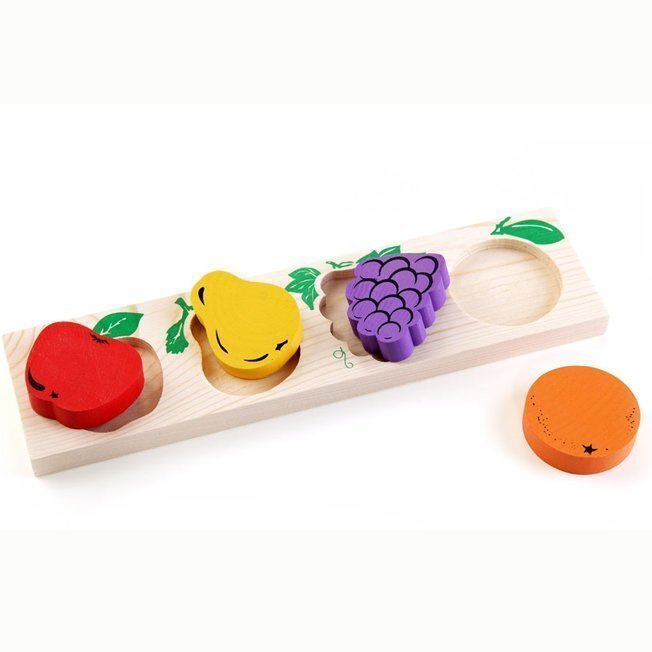 Деревянная рамка-вкладыш для малышей, развивающая игрушка "Фрукты-ягоды"  #1