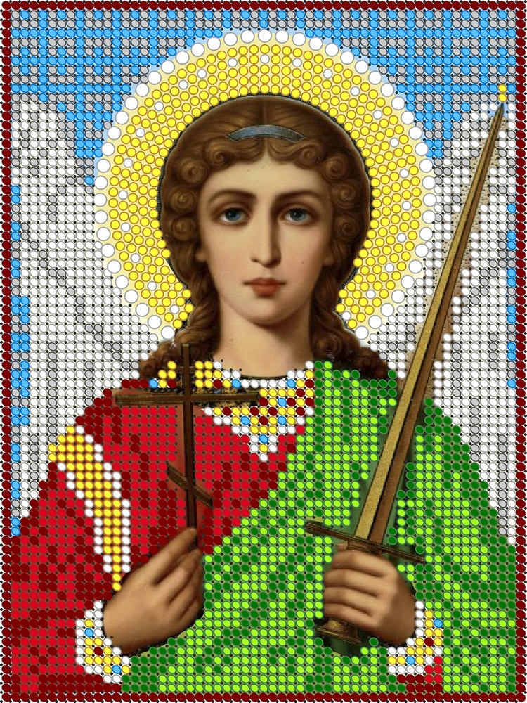 Алмазная мозаика на подрамнике "Ангел Хранитель", икона 17х23, Диамант  #1