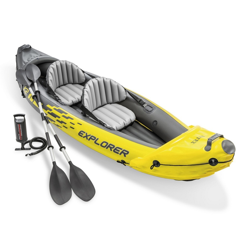 Лодка надувная Intex 68307 Explorer K2 Kayak, 2 местная, насос, весла, 312х91х51 см  #1