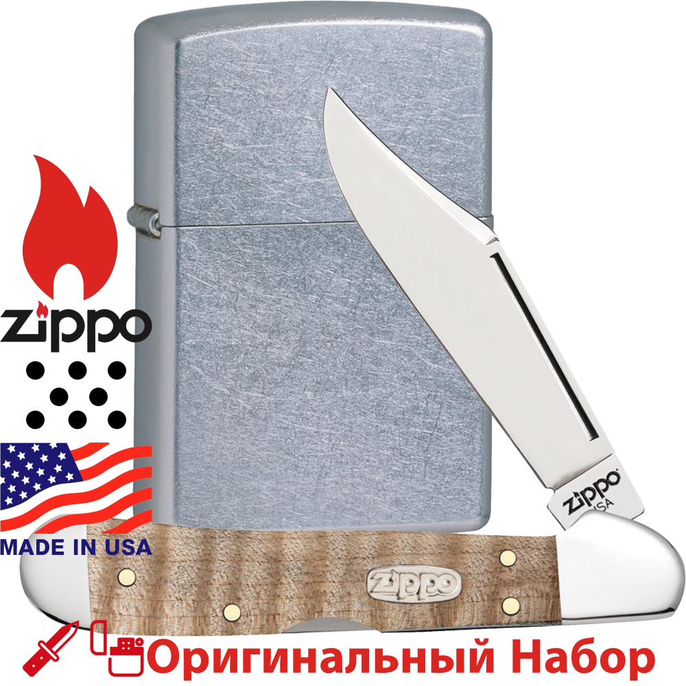 Набор Zippo: Нож Перочинный ZIPPO Natural Curly Maple Mini CopperLock ...