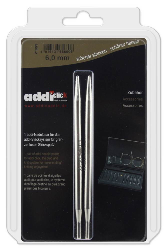 Дополнительные спицы для вязания Addi к addiClick, латунь, 6 мм, арт.656-7/6-000  #1