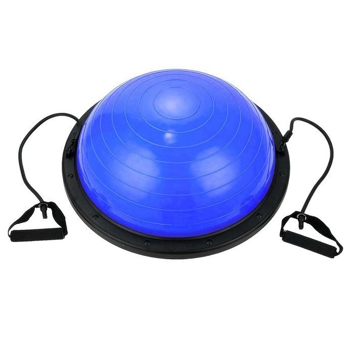 Полусфера для фитнеса BOSU CLIFF 45*20см, синяя, с эспандерами, с насосом/Мяч Босу  #1