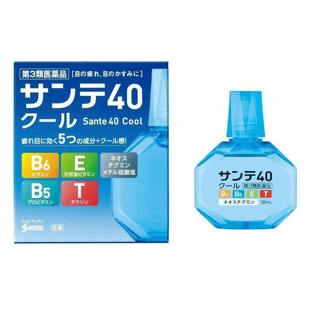 Santen 40 Cool Японские увлажняющие глазные капли антивозрастные, охлаждающие, с витамином E, B6, таурином #1