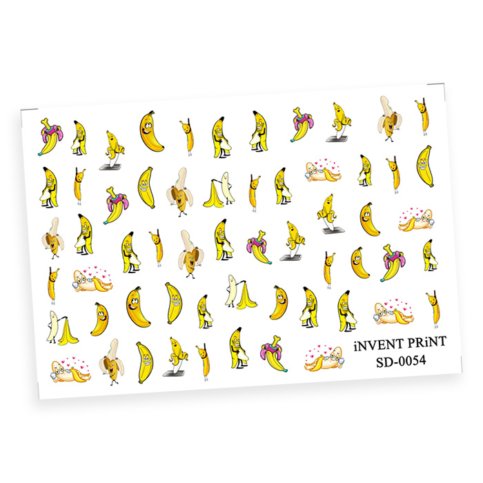 iNVENT PRiNT слайдер дизайн / водные наклейки для ногтей / наклейки на ногти Банан Фрукты, SD-54  #1
