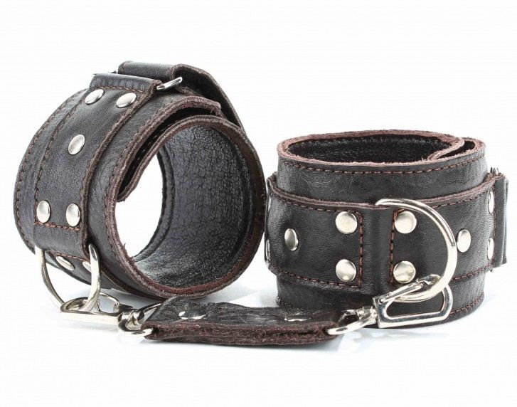 Коричневые кожаные наручники #1