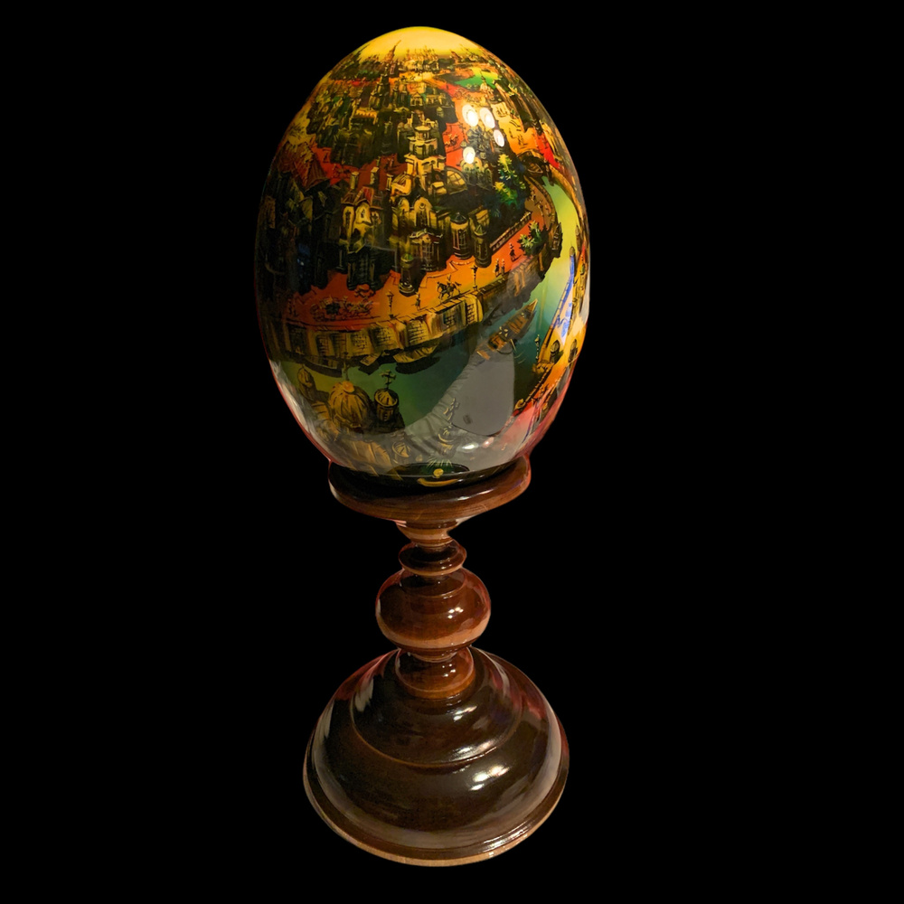 Яйцо деревянное "Старая Москва" 34 см /яйцо на подставке/яйцо декоративное/фигурка интерьерная/подарок/сувенир #1